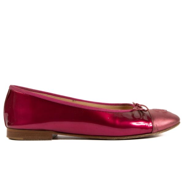 Leather ballet flats Chanel Burgundy size 37.5 IT in Leather - 34341835