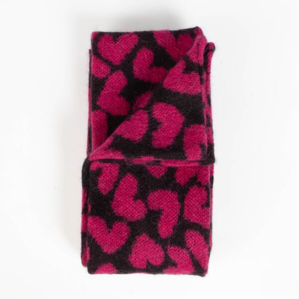 Authentic pre-loved Saint Laurent FW14 Black/Pink Heart Long Scarf on Labellov.com