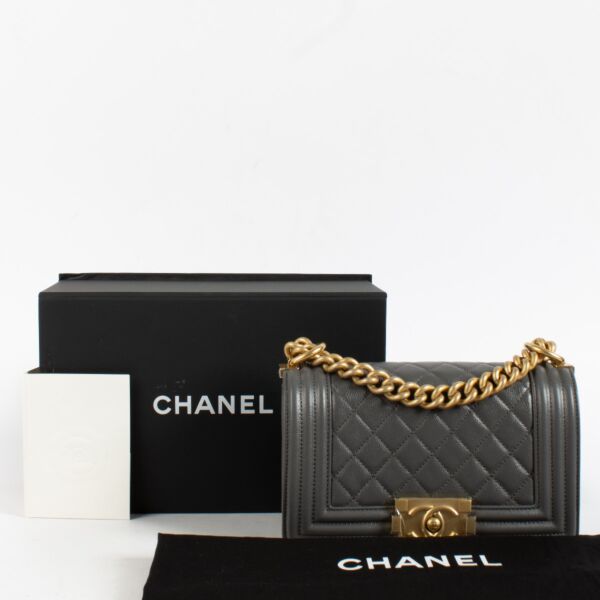 Chanel Grey Caviar Small Boy Chanel Bag