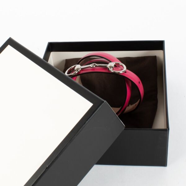Gucci Pink Horsebit Slim Belt - Size 80