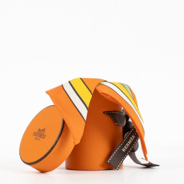 Hermès Twilly Orange Strip Scarf