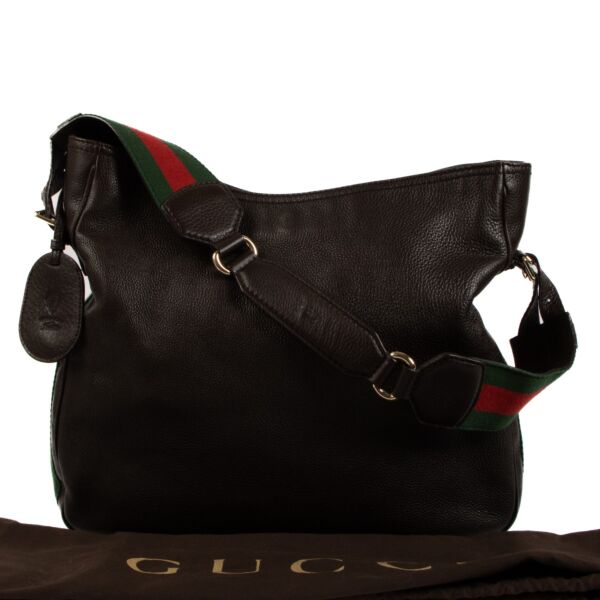 Gucci Brown Web Hobo Bag