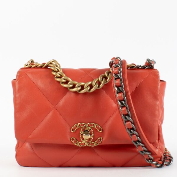 Authentic Preloved Chanel Coral Small Chanel 19 Bag on Labellov.com