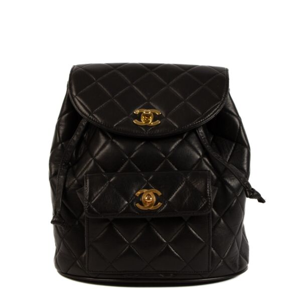 Chanel Vintage Black Quilted Lambskin Duma Backpack
