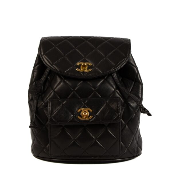 Chanel Vintage Black Leather Duma Backpack GHW