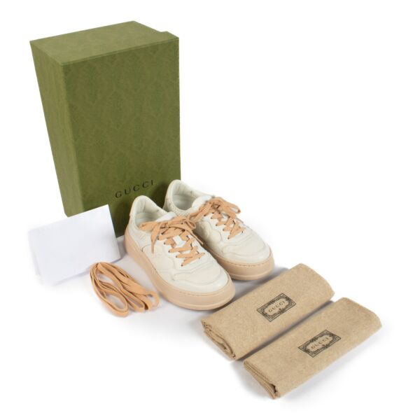 Gucci White GG Embossed Sneakers - size 37