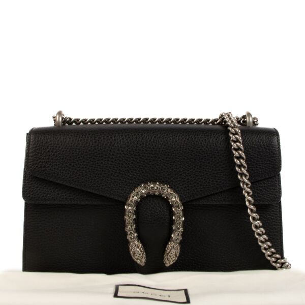 Gucci Black Leather Small Dionysus Crossbody Bag
