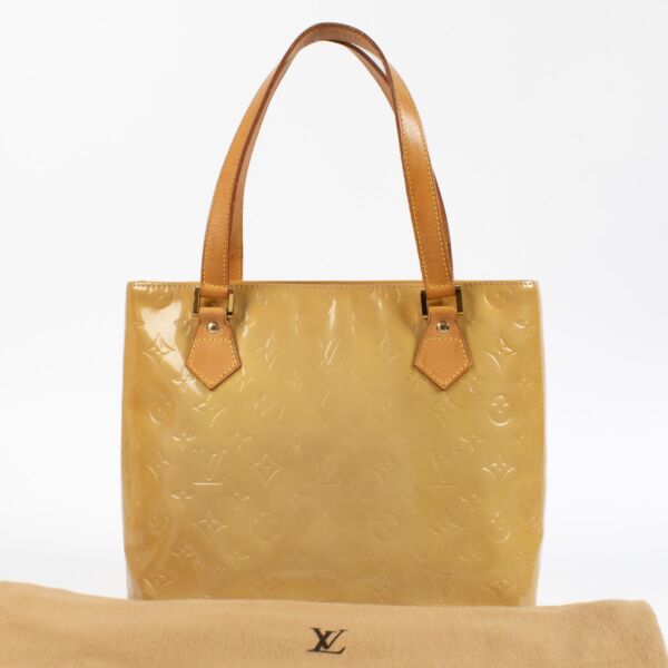 Louis Vuitton Beige Monogram Vernis Houston Top Handle Bag