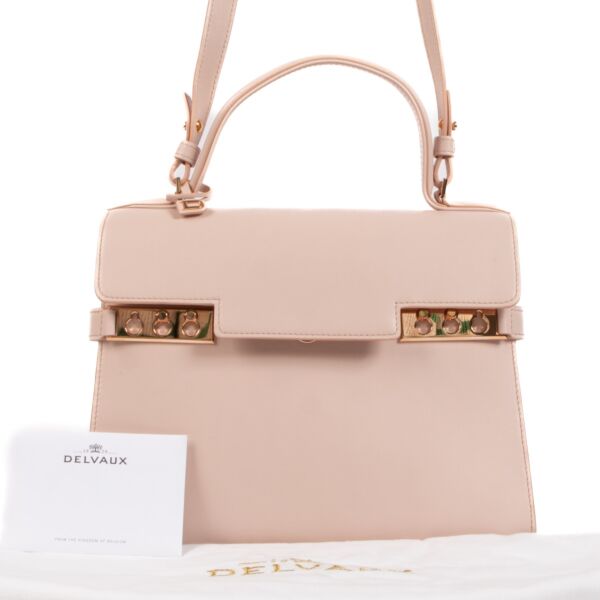 Delvaux Nude Supple Calf Tempête MM Top Handle Bag
