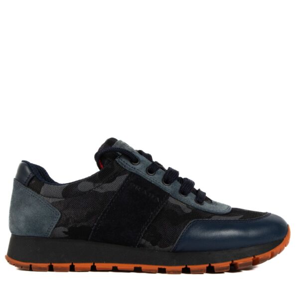 Prada Blue/Orange Camouflage Sneakers