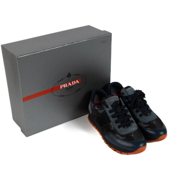 Prada Blue/Orange Camouflage Sneakers - Size 37,5