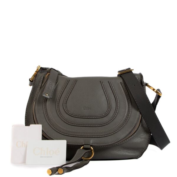 Chloé Grey Leather Marcie Zip Crossbody Bag