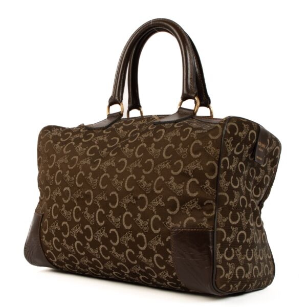 Celine Vintage Monogram Canvas Boston Bag