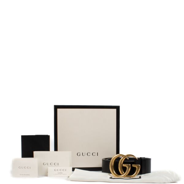 Gucci Black GG Marmont Belt - Size 85