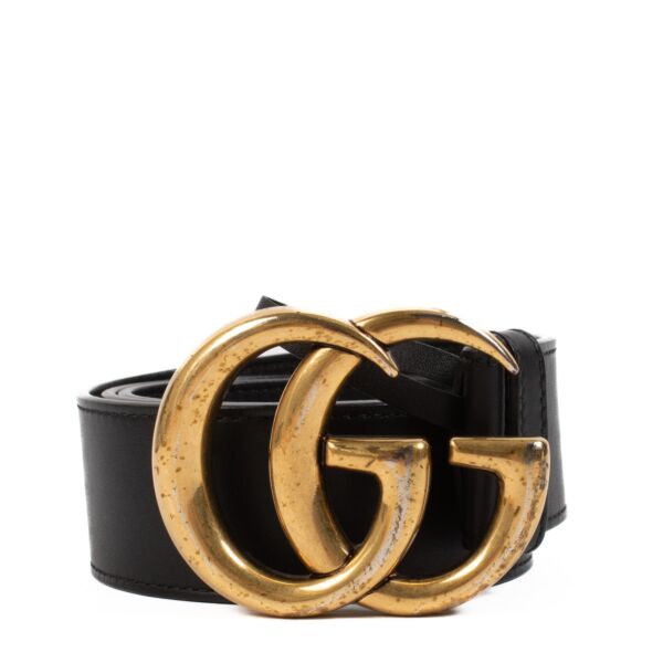 shop 100% authentic second hand Gucci Black GG Marmont Belt - Size 85 on Labellov.com