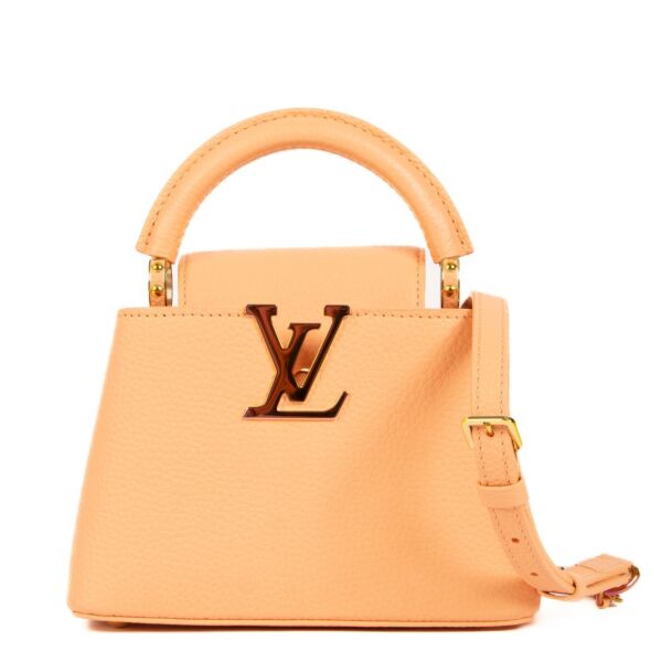 Louis Vuitton Apricot Taurillon Leather Mini Capucines Bag