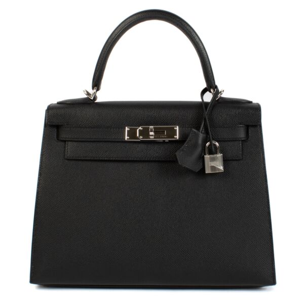 Authentic Hermès Kelly 28 Black Epsom PHW handbag at Labellov