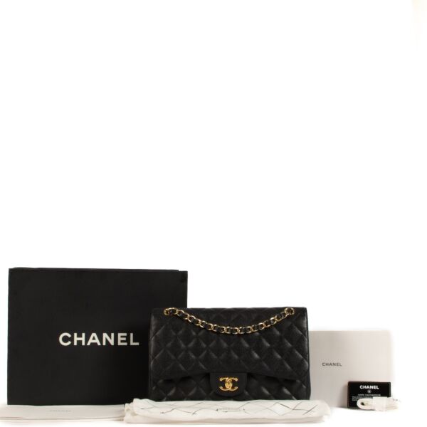 Chanel Black Caviar Leather Large Classic Flap Bag