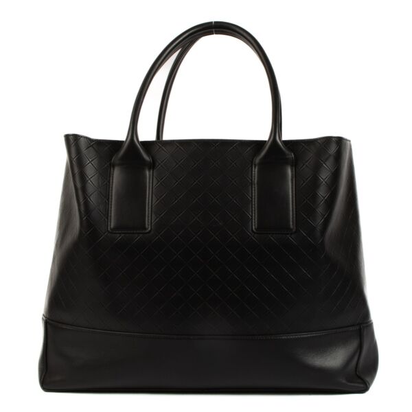 Bottega Veneta Black Embossed Leather Intarsio Tote Bag
