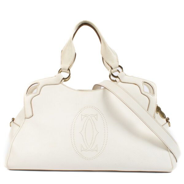 Cartier White Leather Marcello Medium Shoulder Bag