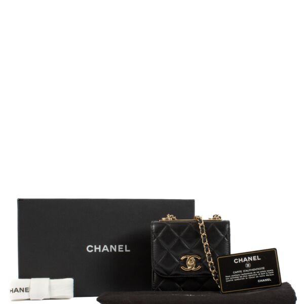 Chanel Black Lambskin Trendy CC Clutch with Chain