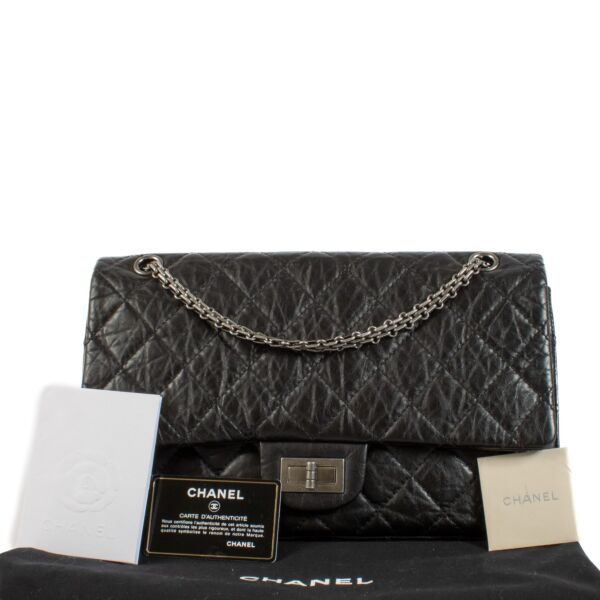 Chanel Black Aged Calfskin Maxi 2.55 Bag