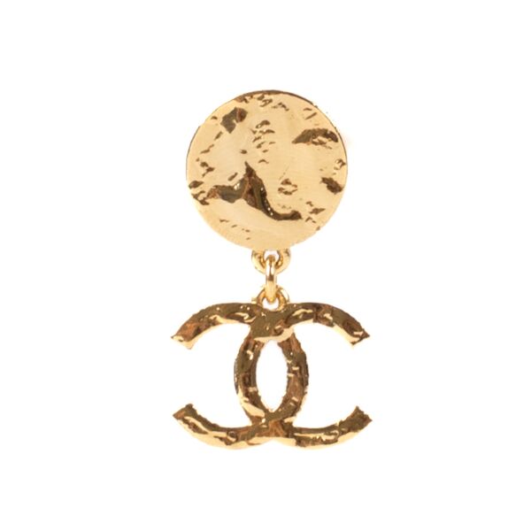 Chanel 24C Gold-Tone CC Pendant Earrings