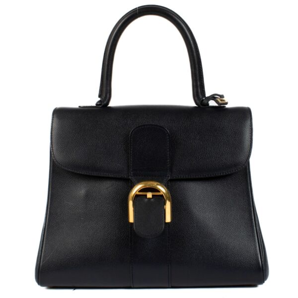 Delvaux Blue Grained Leather Brillant MM Bag