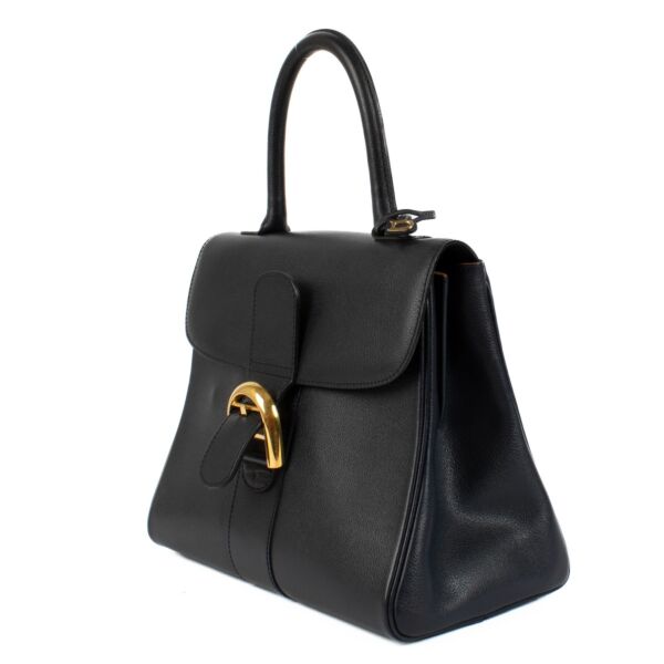 Delvaux Blue Grained Leather Brillant MM Bag