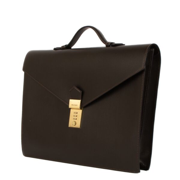 Delvaux Brown Leather Consulat Briefcase