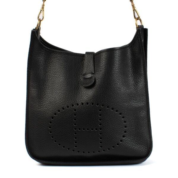 Hermès Vintage Evelyne 33 Black Taurillon Clemence GHW