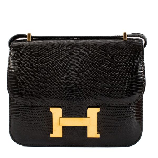 Hermès Constance Mini Black Shiny Lizard GHW