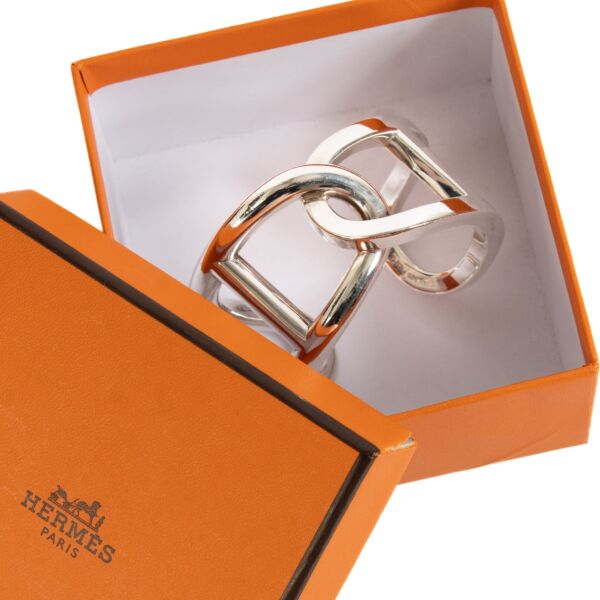 Hermès Sterling Silver Chythère Bracelet - Size LG
