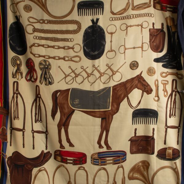 Ralph Lauren Equestrian Print Wool Throw Blanket