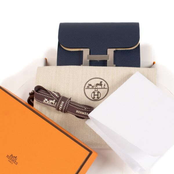 Hermès Constance Slim Wallet Navy Epsom PHW