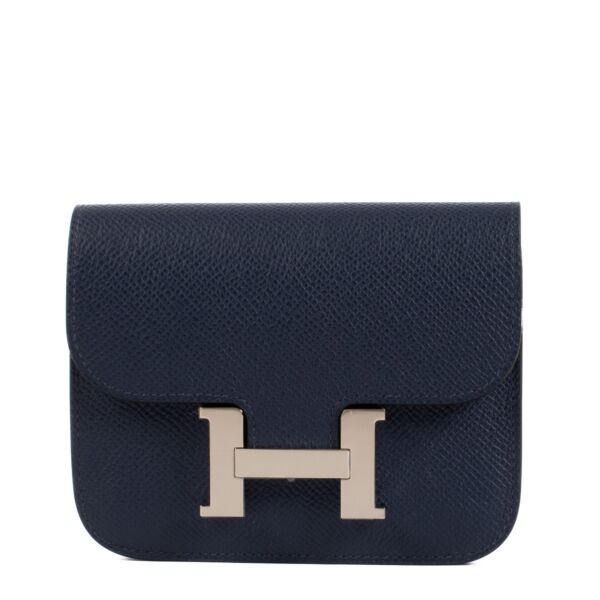 Hermès Constance Slim Wallet Navy Epsom PHW
