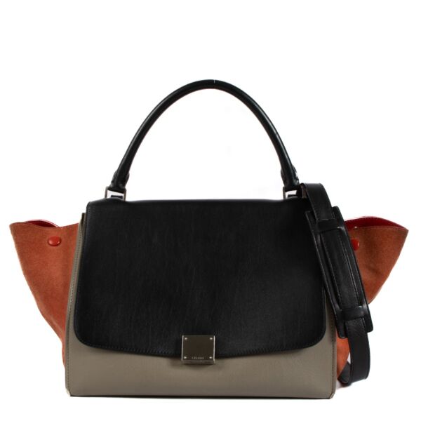 Celine Tri-Color Leather/Suede Small Trapeze Bag