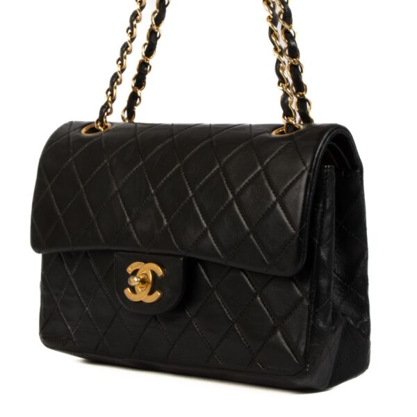 Chanel Black Lambskin Vintage Small Classic Flap Bag