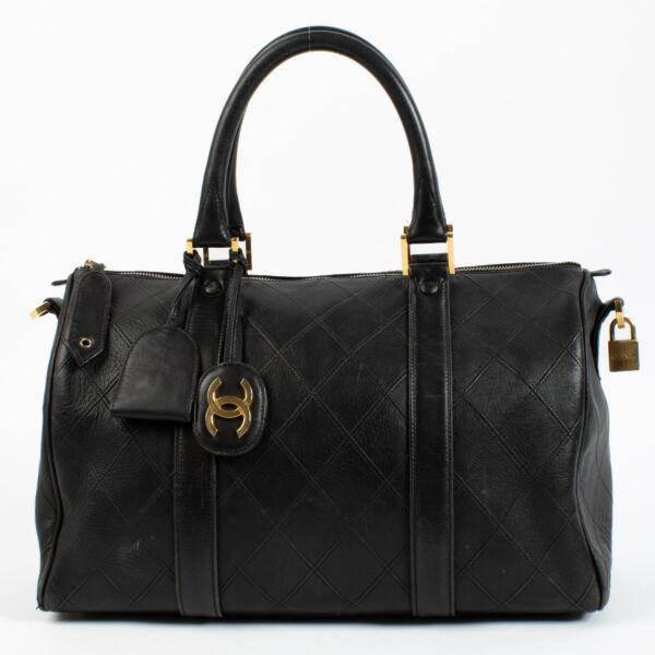 Chanel Vintage Black Leather Boston Bag