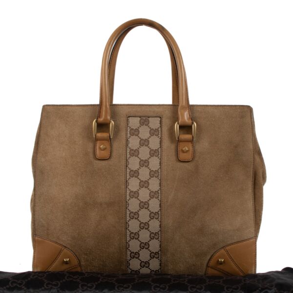 Gucci Brown Suede Top Handle Bag