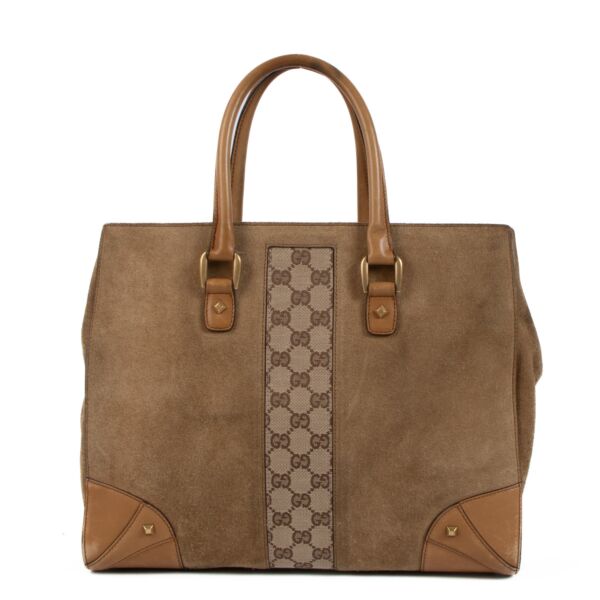 Gucci Brown Suede Top Handle Bag