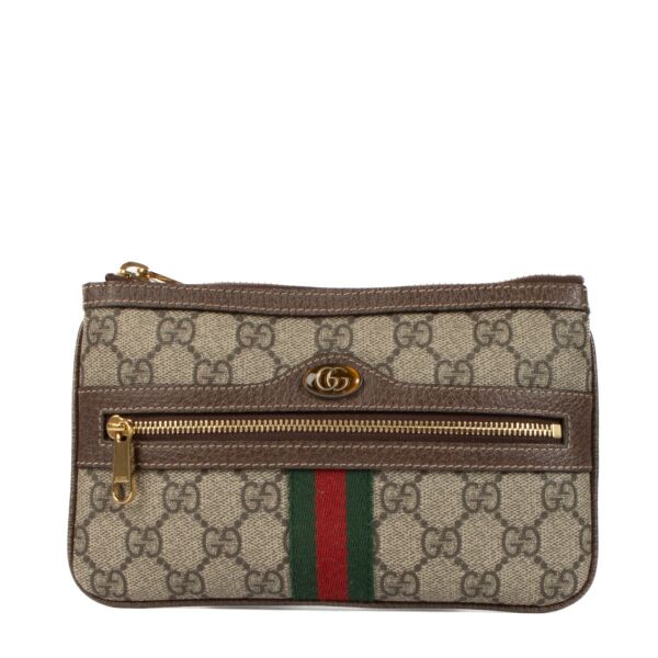 Shop safe online at Labellov in Antwerp, Brussels, Knokke for this 100% authentic second hand Gucci Monogram Canvas GG Supreme Ophidia Web Small Pouch