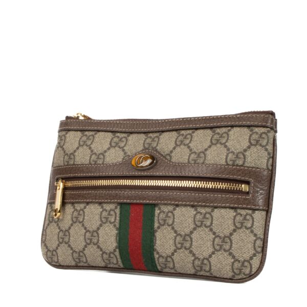 Gucci Monogram Canvas GG Supreme Ophidia Web Small Pouch