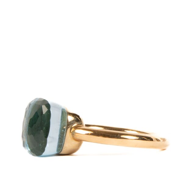 Pomellato Rose Gold Blue Topaz Nudo Classic Ring - size 53