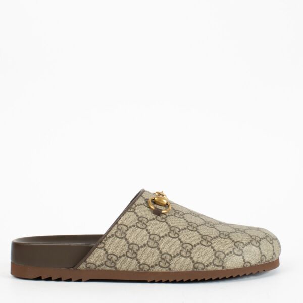 Gucci GG Supreme Horsebit Slides - Size 41 at Labellov.com