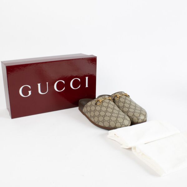 Gucci GG Supreme Horsebit Slides - Size 41