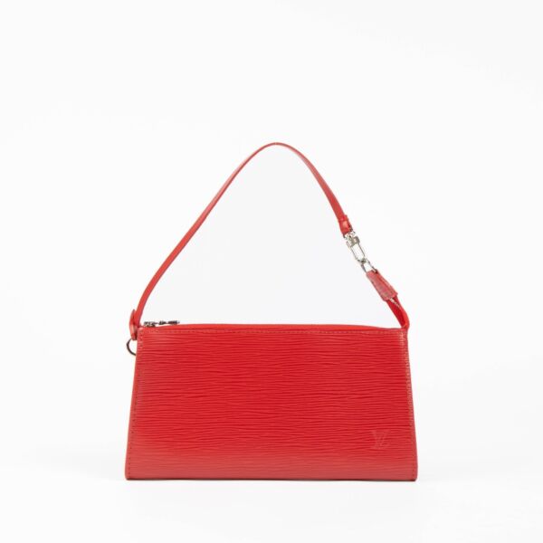 Authentic pre-loved Louis Vuitton Red Epi Pochette Accessoire Clutch on Labellov.com
