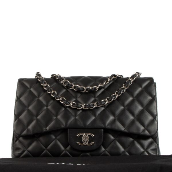 Chanel Black Lambskin Large Classic Single Flap Bag