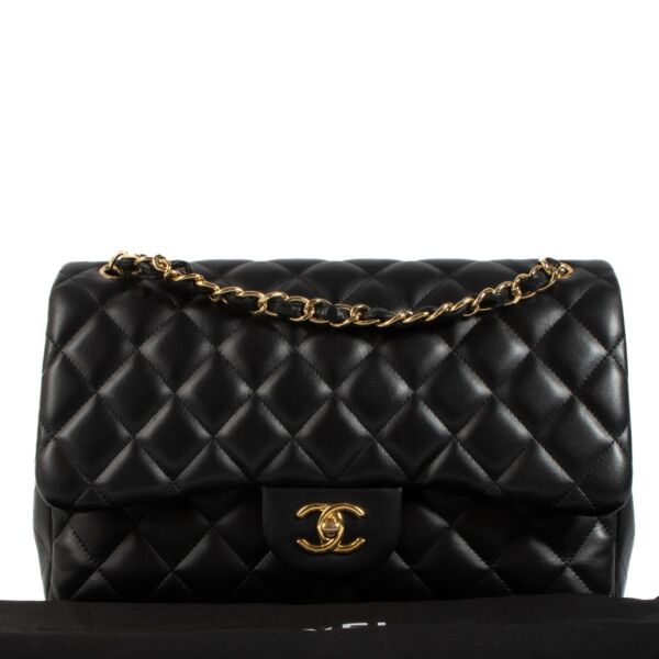 Chanel Black Lambskin Large Classic Double Flap Bag