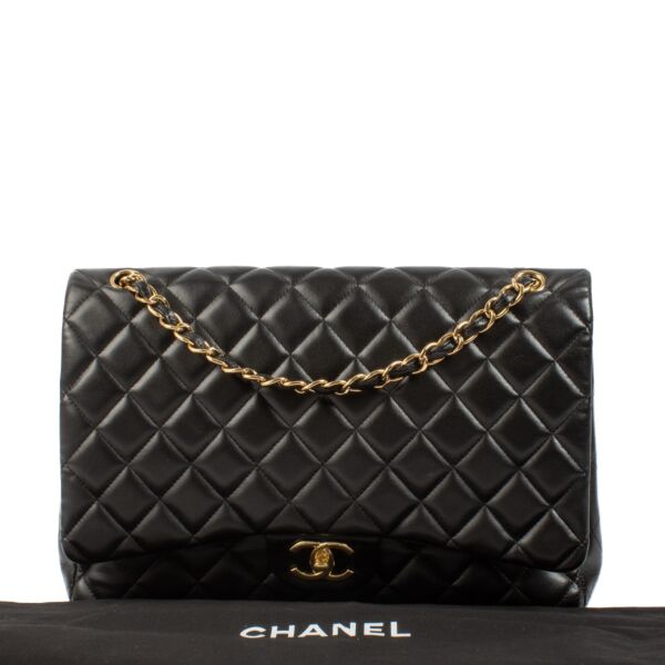 Chanel Black Lambskin Maxi Classic Flap Bag